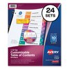 Avery Dennison Table of Contents Index Dividers 10 Tab, PK24 11169